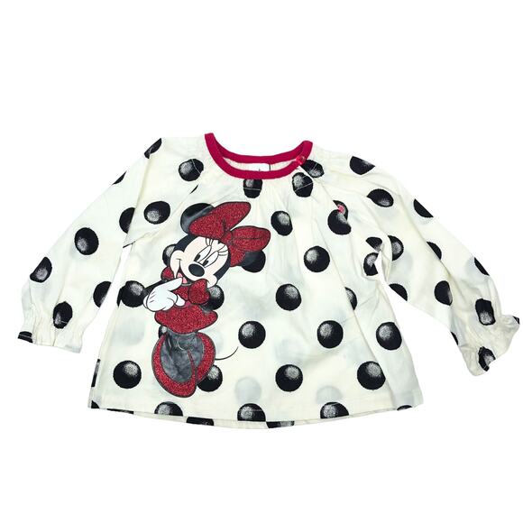 NEW Disney Baby Girl Top Blouse 6 Months Glittered Minnie Mouse Baby Girl - Picture 1 of 7